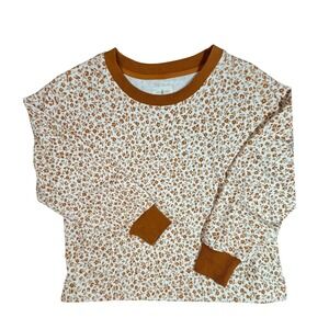 Lou & Grey Womens Floral Sweatshirt Medium Rust Orange French Terry Pullover